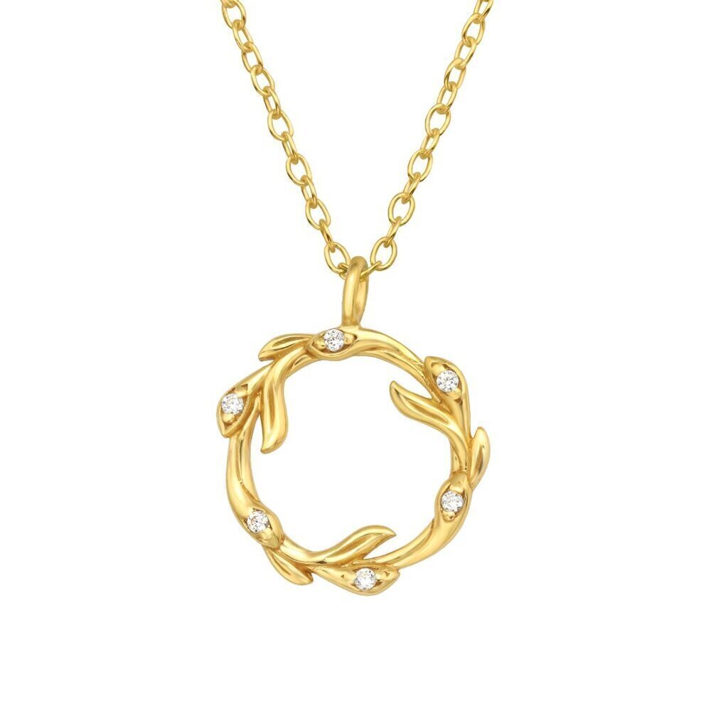14k Gold Vermeil Cubic Zirconia Leaf Necklace